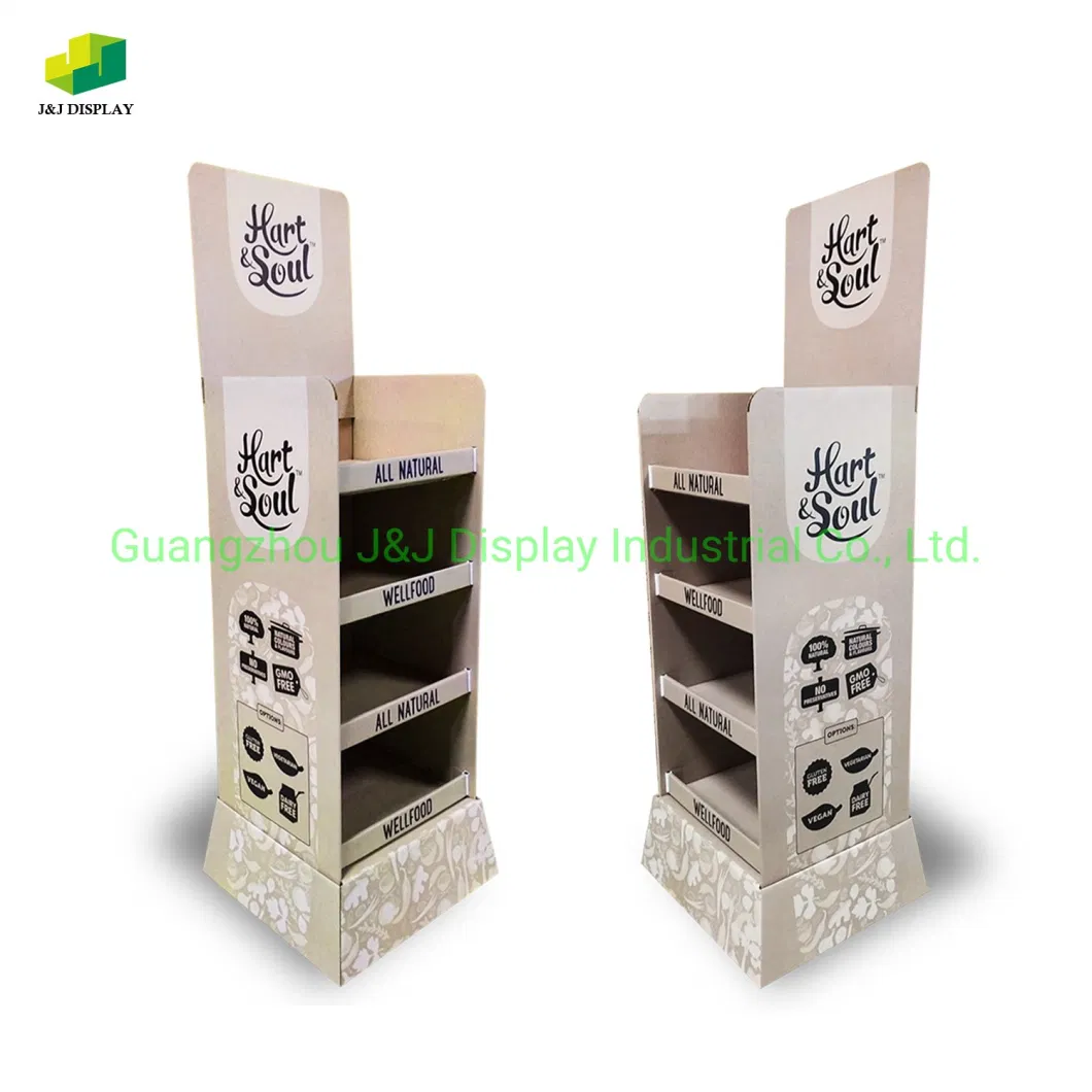 Customized Cardboard Corrugated Paper Promotion Retail Store Advertising Exhibition Pop Foldable Floor Display for Food Snacks