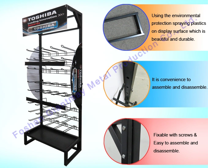 Store Free Standing Metal Iron Hook Hanging Battery Display Stand