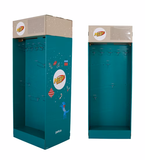 애완 동물 용품을 위한 바닥 파란색 인쇄 골판지 조수 디스플레이 스탠드