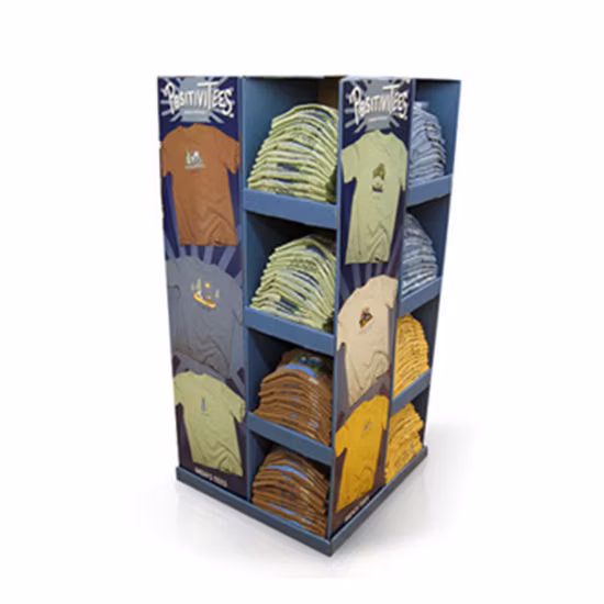 착용 옷가게 종이 진열대 깔판 마분지 진열대의 밑에 t-셔츠